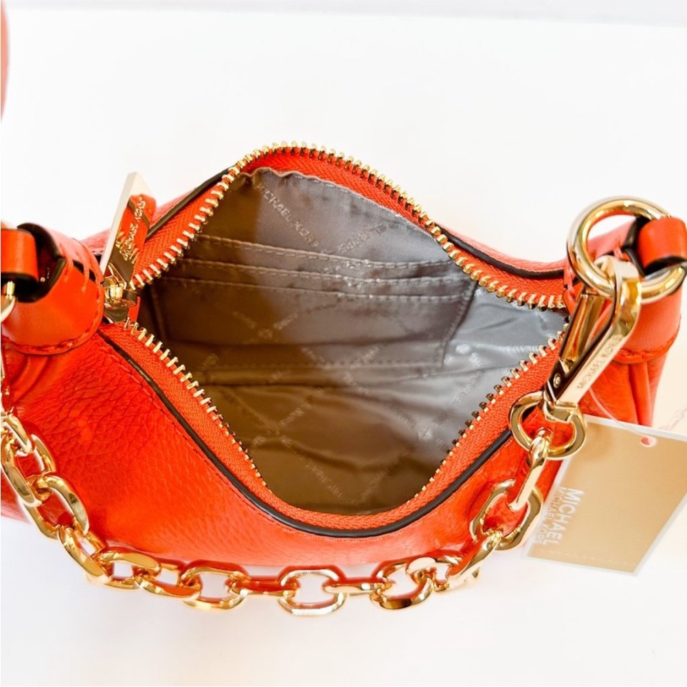 Michael Kors CORA MINI Zip Pouchette Shoulder Crossbody Bag Poppy - Picture 8 of 14